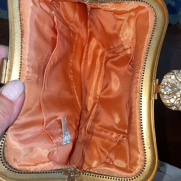 Vtg 50s/60s Whiting & Davis gold metal mesh evening bag - Picture 6 of 8